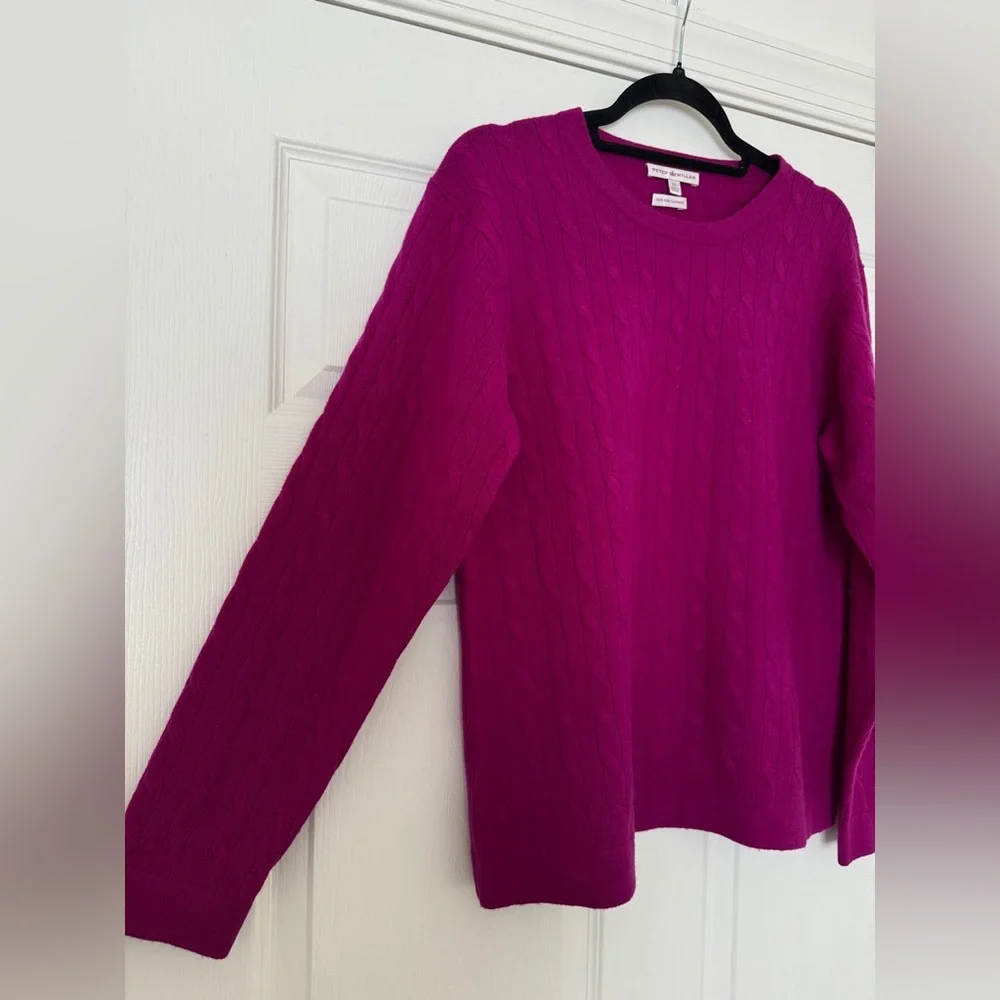 Peter Millar 100% Cashmere Cable Knit Sweater Pink Crewneck XL - Picture 3 of 7